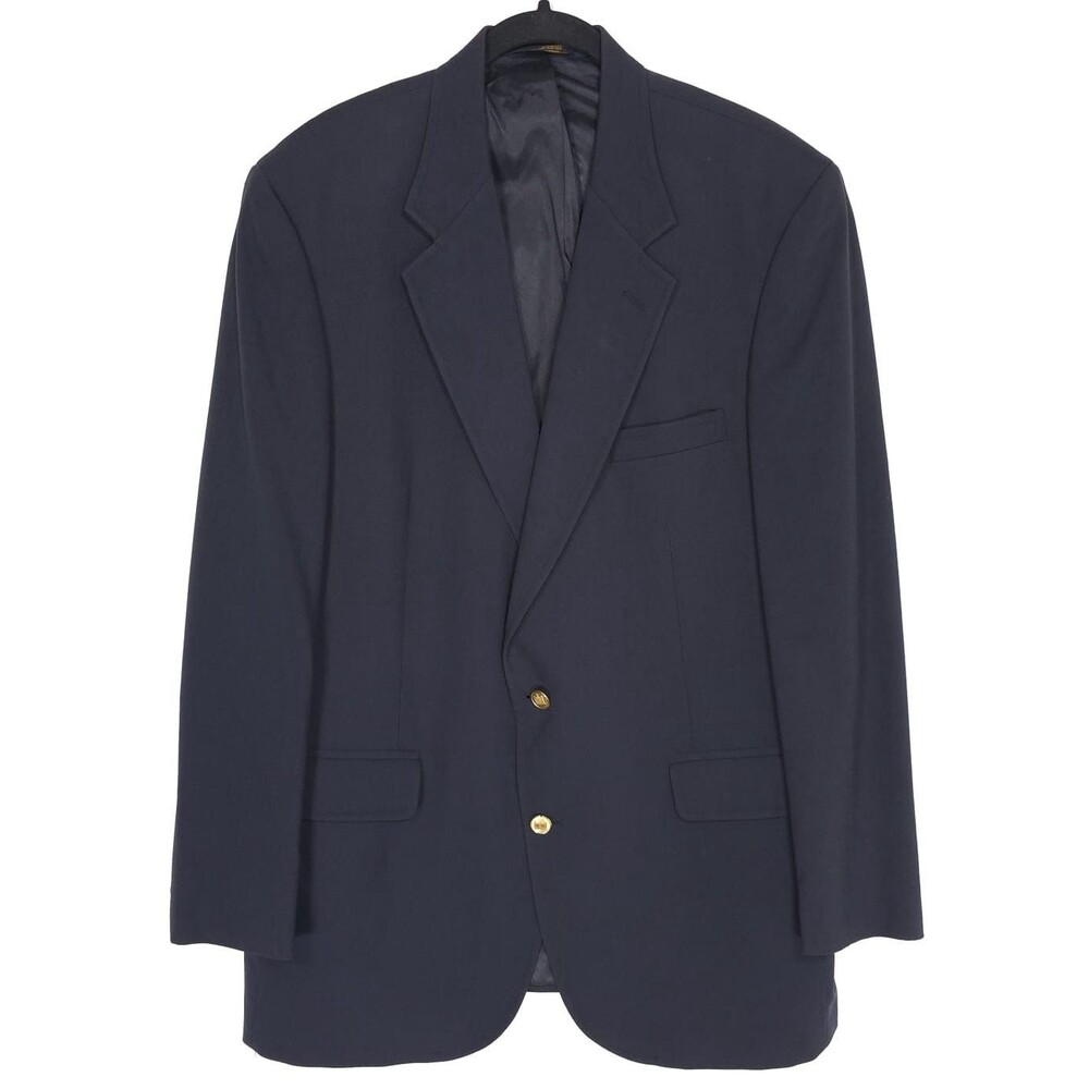 BROOKS BROTHERS Sport Coat 44L Navy Blazer 100%‎ PURE WOOL Gold Button VINTAGE